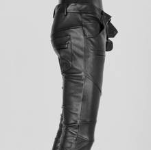 Мужские брюки из искусственной кожи на весну и осень, тонкие брюки из искусственной кожи для мужчин, модные черные брюки 2024 - купить недорого