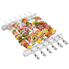 BBQ Accessories Barbecue Tool Stainless Steel BBQ Skewers BBQ Fork 14inch 36cm Kebab Grills Kabob Rack With 6 Wide Skewers Set 2024 - buy cheap