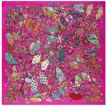 Bufanda de seda de sarga 2020 para mujer, pañuelo cuadrado con estampado de flores, pañuelo grande de lujo, Hijab, 130CM x 130CM 2024 - compra barato