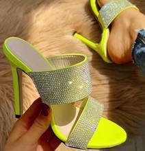 Moraima-sandália de salto alto feminina, enfeitada com cristais, sapato de salto fino, tamanho grande 42 2024 - compre barato