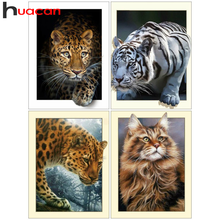 Huacan kit completo de pintura diamante quadrado, pintura animal diamante bordado, mosaico de leopardo, mosaico de tigre, ponto cruz, artesanato feito à mão 2024 - compre barato