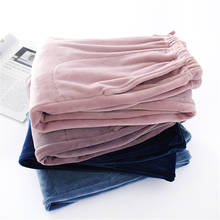 2019 Autumn Winter Couples Warm Flannel Pants For Women Pink Long Add Velvet Pant Men Elastic Waist Grey Fleece Sleepwear WZ1035 2024 - buy cheap