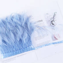 Adorno de plumas de pollo de 4-6 ", cinta para manualidades, ropa, vestidos, decoración, pluma, color azul claro 2024 - compra barato