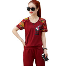 Top selling product in 2020 Summer Sporting suit female printing Lady clothes set Korean style  T-shirt + pants factory Outlet 2024 - buy cheap