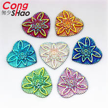 Cong Shao 30Pcs 30mm AB Heart Resin Rhinestone Applique Flatback Stones And Crystals  For Crafts Garment DIY CS529 2024 - buy cheap