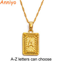 Anniyo pequeno quadrado A-Z letras charme pingente colares feminino menina inglês inicial alfabeto corrente presente de jóias de natal #221606 2024 - compre barato