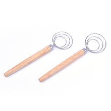 1PCS Stainless Steel Coil Egg Beater Wooden Handle Agitator Dough Whisk Gadget 2024 - buy cheap