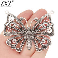 Zxz pingente borboleta de prata tibetana grande, 2 peças, pingente para colar, fazer jóias, achados, 72x64mm 2024 - compre barato