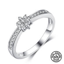 Anéis de prata esterlina 925, anéis com forma de flor adorável, zircônia de cristal, joia fina delicada para meninas 2024 - compre barato