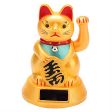 Solar Powered Chinese Lucky Cat Feng Shui Waving Hand Bring Health Wealth Cat Car Decor Home Decoration 2024 - buy cheap