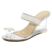 Mclubgirl/женские летние пикантные прозрачные туфли на высоком каблуке с открытым носком, украшенные жемчугом и стразами; LFD 2024 - купить недорого