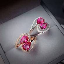 High Quality 2 Grains Pink Topaz Drop Ring S925 Pure Silver Fine Fashion Wedding Charming Jewelry for Women Free Shipping 2024 - buy cheap
