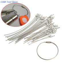 10Pcs/lot EDC keychain tag rope Stainless steel wire cable loop outdoor screw lock gadget ring key keyring circle camp luggage 2024 - buy cheap