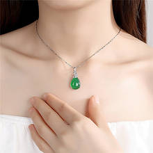 Swan emerald gemstones diamonds green jade pendant necklaces for women white gold silver color jewelry choker chain bijoux gift 2024 - buy cheap