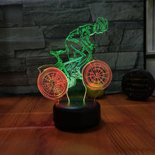 Figura de corrida acrílico modelo led 3d ilusão lâmpada 7 cores em mudança toque usb nightlight flash iluminação bicycling decoração do quarto 2024 - compre barato