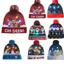 2019 New Women winter wool knitted hat Unisex lovely Christmas LED Girls  Warm Beanie Cap Hemming Hats Up Xmas Cap Costume L0826 2024 - buy cheap