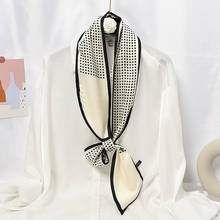 Long Skinny Women Silk Scarf Headband Spring-Autumn Neck Wraps Hair Ribbon Bandanas Retro Dot Stripped Print Ties Neckerchief 2024 - buy cheap