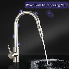 Black Smart Touch On Kitchen Faucet Sensor 360 Rotation Pull Out Single Handle Mixer Tap Two Water Modes Sink Crane Hot Cold 2024 - buy cheap