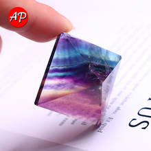 1pc Natural Quartz Rainbow Fluorite Pyramid Stone Crafts Crystal Point Healing Gemstone Gift Fengshui Ornaments 2024 - buy cheap