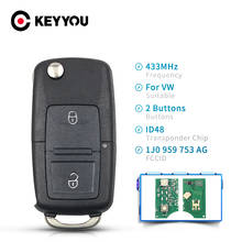 KEYYOU 5pcs 1J0 959 753 AG Flip Remote Car Key Fob For Volkswagen VW Golf 4 Passat b5 polo Touran 434MHz ID48 Chip Fob 2 Buttons 2024 - buy cheap