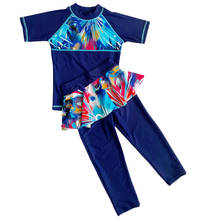 Little Girls Full-Body Rash Guard Two Piece Long Sleeve UV Protective UPF50+ Long Sleeve Swimsuit High Neck Kids Girl Wetsuit 2024 - buy cheap