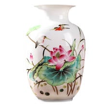 Ornamentos de vaso de cerâmica jingdezhen para decoração de casa sala de estar estatuetas para hotel escritório decoração accessório artesanato 2024 - compre barato