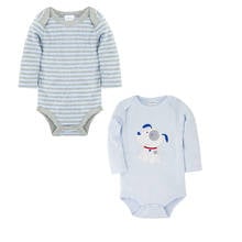 Honeyzone 2pcs/Set Puppy Baby Boy Clothes Toddler Striped Blue Jumpsuit Full Sleeve Romper Ropa Bebe Recien Nacido Garcon 0-12m 2024 - buy cheap
