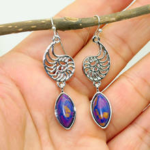 Vintage Angel Wings Purple Stone Drop Statement Earring Natural Amethysts Long Dangle Earrings for Women Girl Boho India Jewelry 2024 - buy cheap