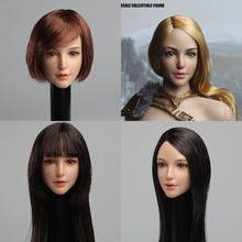 SDH011 1/6 Asian Beauty Girl Head Woman Head Sculpt Carved Model with Black/ Brown /Golden Hair for 12'' Seamless Female Body 2024 - buy cheap