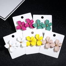 Fashion 5 Colors 1Pair Flower Statement Earrings Geometric Big Stud Earrings For Women Crystal Luxury Wedding Gift 2024 - buy cheap