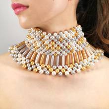 MANILAI Imitation Pearl Statement Necklaces For Women Collar Beads Choker Necklace Wedding Dress Beaded Jewelry 2024 - buy cheap