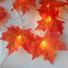 Folhas artificiais de led, folhas de bordo, guirlanda de luz, para outono, outono, casa, árvore de natal, decoração de festa 2024 - compre barato