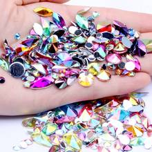 Acrylic Nail Rhinestones Flatback Pointed Mix Size Glitter Glue On Bead Perfect 3D Nails Art Phone Cases DIY Decoration 2024 - buy cheap