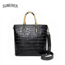 SUWERER Women bag 2020 new fashion leather women bag first layer cowhide shoulder bag large capacity crossbody tote bag big bag 2024 - buy cheap