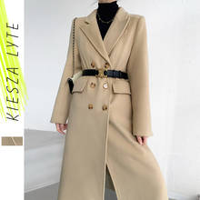 Fashion Women Wool Jackets Warm Korean Style Office Lady Elegant Khaki Long Coat Outerwear 2021 New 2024 - buy cheap