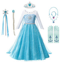 Elsa Dress Snow Queen Princess Dresses Kids Long Sleeve Tulle Snowflake Costume Birthday Gift Frozens 2024 - buy cheap
