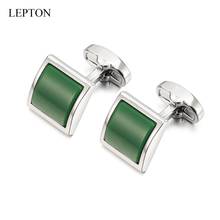 Newest Green Glass Cufflinks for Mens Shirt Cuffs Button High Quality Brand Cuff links Wedding Groom CuffLink Relojes Gemelos 2024 - buy cheap