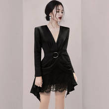 Luxuriy-Conjunto de 2 piezas para mujer, Top con cuello en V y falda de encaje Sexy, ajustada, estilo coreano, elegante, informal, para el trabajo 2024 - compra barato