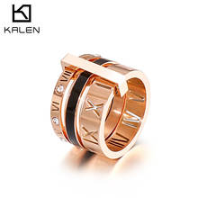 Kalen senhoras numerais romanos anel festa jóias de alta qualidade acessórios moda aço inoxidável 2024 - compre barato