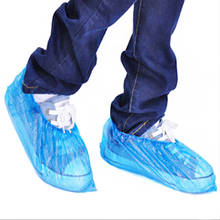 100 pçs descartável de plástico grosso ao ar livre dia chuvoso tapete limpeza sapato capa azul à prova dwaterproof água sapato cobre venda quente capa 2024 - compre barato