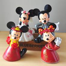 7cm Mickey Mouse& Minnie Marry Action Figures Toys Red Wedding Presents Dolls China 2020 Disney Cartoon Christmas Gifts for Kids 2024 - buy cheap