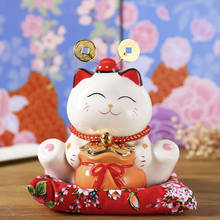 6 Inch Japanese Ceramic Lucky Cat Maneki Neko Home Decoration Ornaments Business Gifts Fortune Cat Money Box Feng Shui Craft 2024 - buy cheap