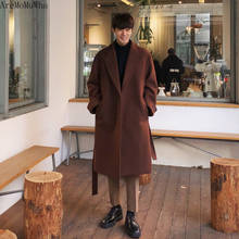 Inverno novo coreano casaco de lã masculino inverno grosso meados de comprimento de lã trench coat jaqueta de inverno masculino all-match masculino trench coat 2024 - compre barato