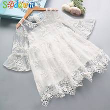 Sodawn-vestido de princesa para niña, ropa de primavera y verano, manga corta de encaje, diseño bordado de flores, 2020 2024 - compra barato