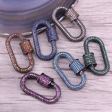 3PCS, Colorful CZ Micro Pave Oval Shaped Crystal Zirconia Big Clasp, Connector Clasps Jewelry Findings 2024 - buy cheap