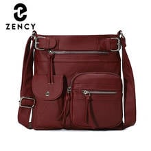 Zency bolsa de couro do plutônio senhoras bolsa ombro 2021 novo design de moda vintage elegante aleta feminina crossbody sacos alta qualidade 2024 - compre barato