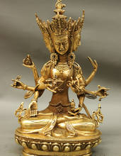 Оптовая продажа с завода, статуя Будды 12-дюймовая из тибетской латуни с 3 головками и 8 руками, Vajra Namgyalma & Ushnishavijaya AE1024 AB1025 2024 - купить недорого