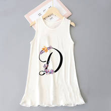 Innovative Floral Letter Pattern Girl Birthday Gift Regular Knee-Length White Vest Dresses Beachwear Kids Garments Clothing 4-9Y 2024 - buy cheap