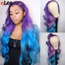 Colored Human Hair Wig Blonde Wig Blue Purple Lace Front Wig Peruvian Hair Wigs Transparent Lace Wigs Body Wave Lace Front Wig 2024 - buy cheap