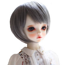 BJD doll peluca es adecuada para 1/3 1/4 1/6 tamaño alta temperatura seda diagonal flequillo Pelo Corto plata gris Bob accesorios para muñecas f 2024 - compra barato